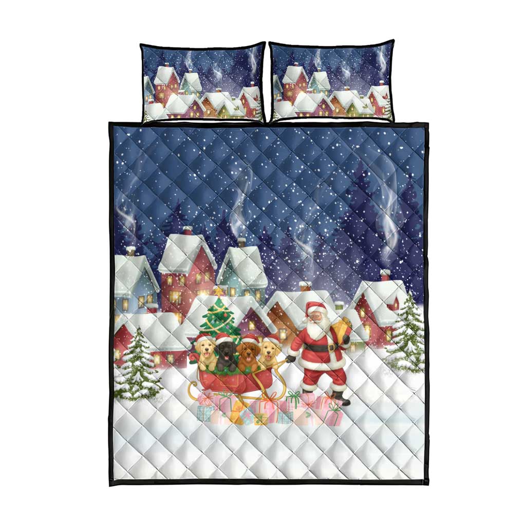Labrador Retriever Santa Sled Christmas Quilt Bed Set Funny Xmas Holiday Patterns - Wonder Print Shop
