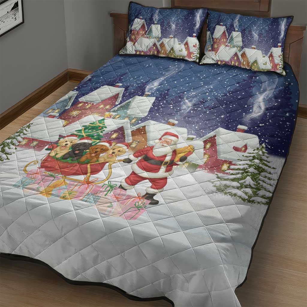 Labrador Retriever Santa Sled Christmas Quilt Bed Set Funny Xmas Holiday Patterns - Wonder Print Shop