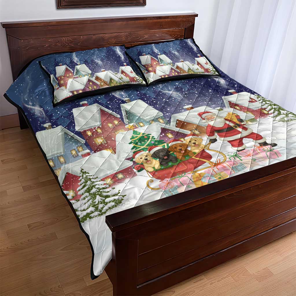 Labrador Retriever Santa Sled Christmas Quilt Bed Set Funny Xmas Holiday Patterns - Wonder Print Shop