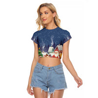 Labrador Retriever Santa Sled Christmas Raglan Cropped T Shirt Funny Xmas Holiday Patterns - Wonder Print Shop