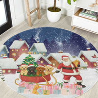Labrador Retriever Santa Sled Christmas Round Carpet Funny Xmas Holiday Patterns - Wonder Print Shop