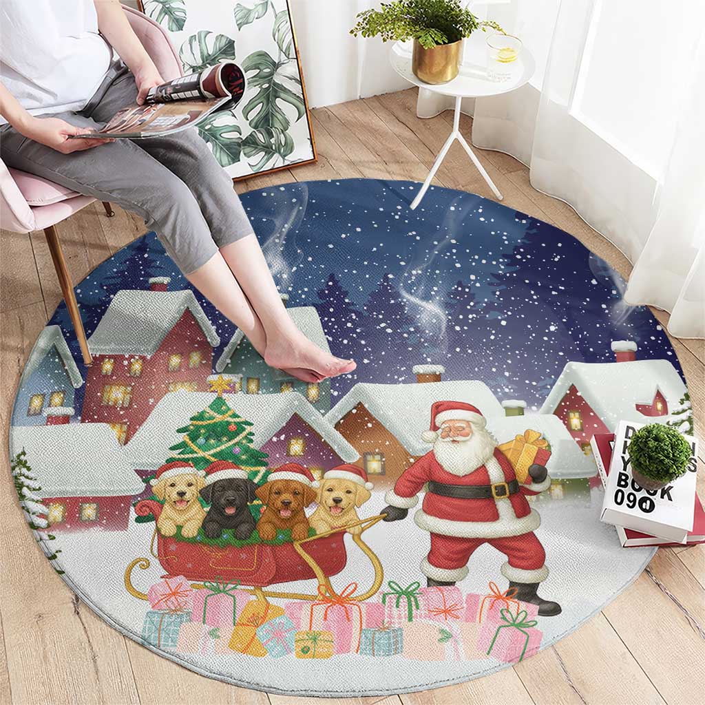 Labrador Retriever Santa Sled Christmas Round Carpet Funny Xmas Holiday Patterns - Wonder Print Shop
