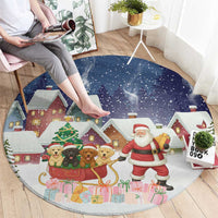 Labrador Retriever Santa Sled Christmas Round Carpet Funny Xmas Holiday Patterns - Wonder Print Shop