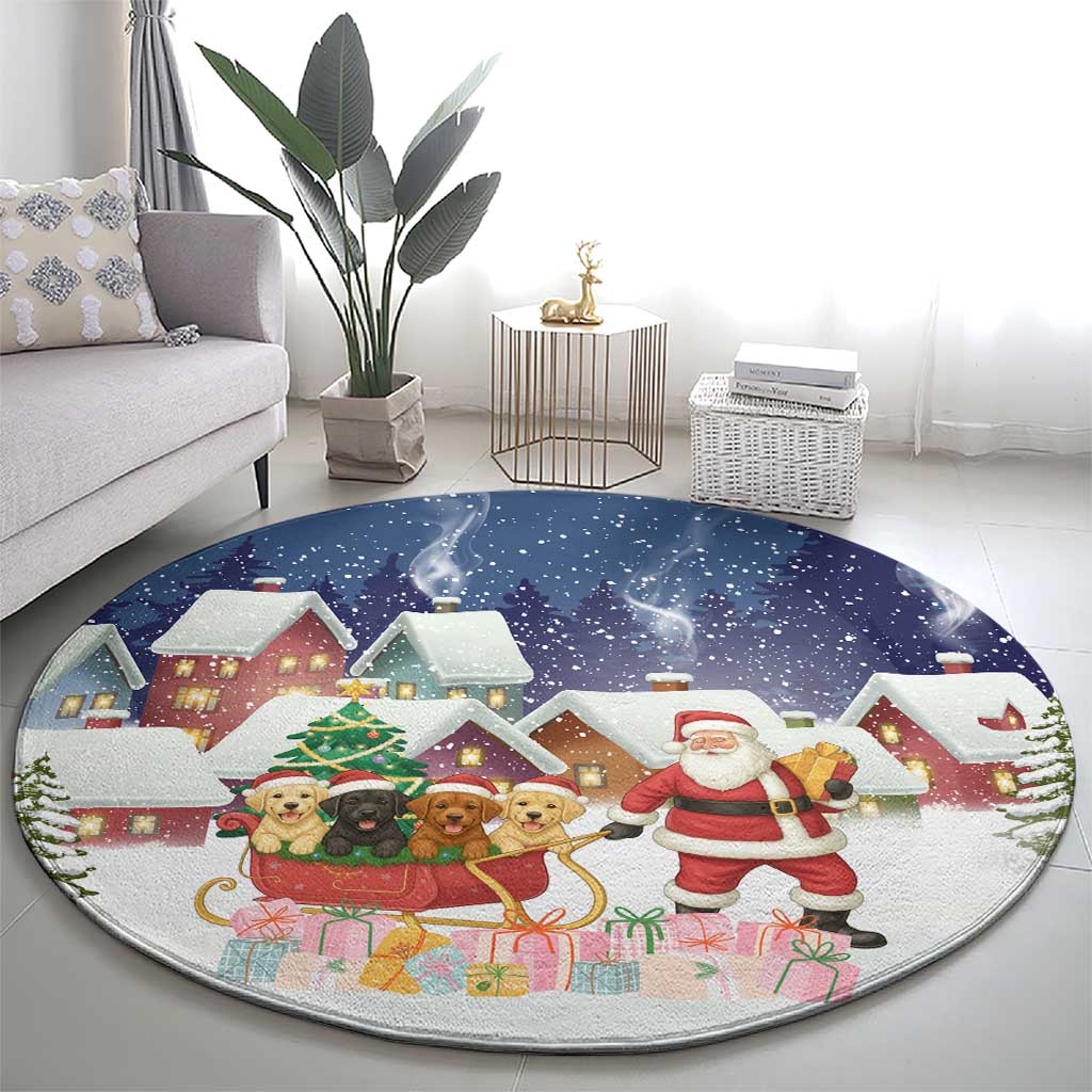 Labrador Retriever Santa Sled Christmas Round Carpet Funny Xmas Holiday Patterns - Wonder Print Shop