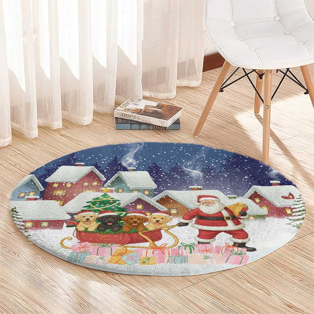 Labrador Retriever Santa Sled Christmas Round Carpet Funny Xmas Holiday Patterns - Wonder Print Shop