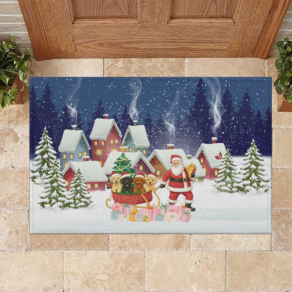 Labrador Retriever Santa Sled Christmas Rubber Doormat Funny Xmas Holiday Patterns - Wonder Print Shop