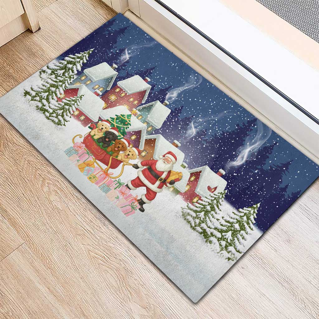 Labrador Retriever Santa Sled Christmas Rubber Doormat Funny Xmas Holiday Patterns - Wonder Print Shop