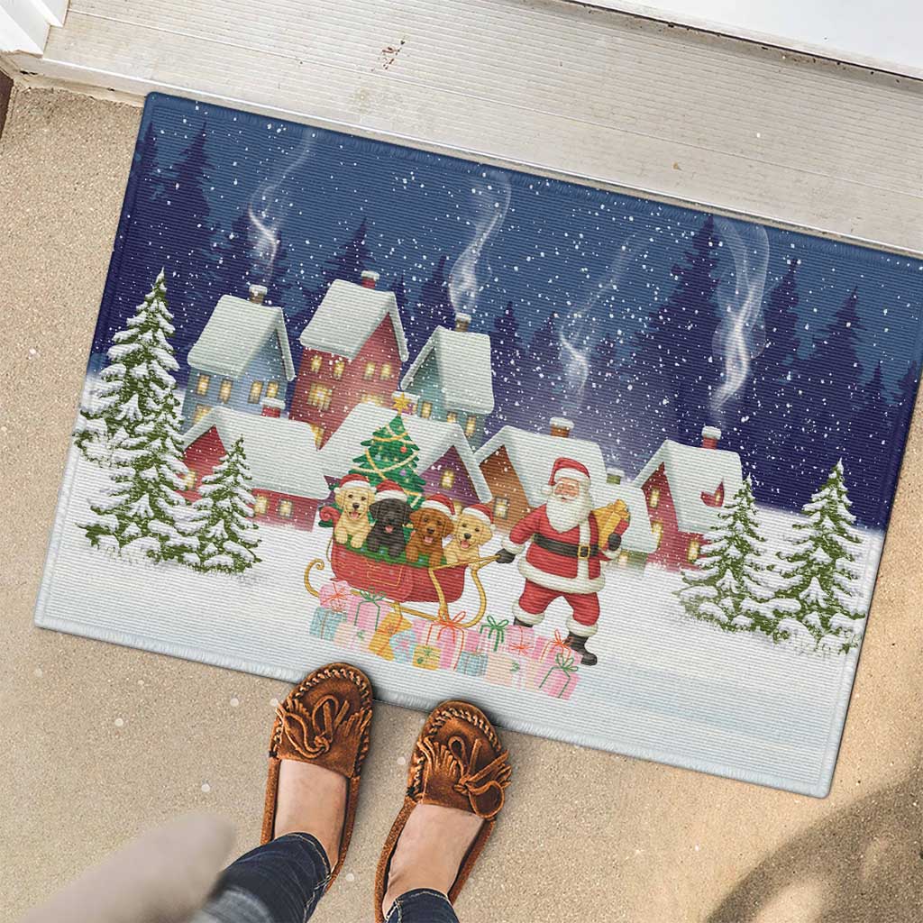 Labrador Retriever Santa Sled Christmas Rubber Doormat Funny Xmas Holiday Patterns - Wonder Print Shop
