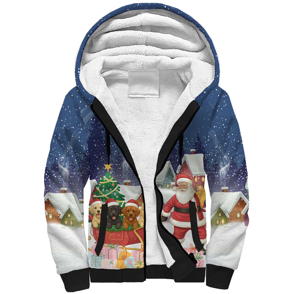 Labrador Retriever Santa Sled Christmas Sherpa Hoodie Funny Xmas Holiday Patterns - Wonder Print Shop