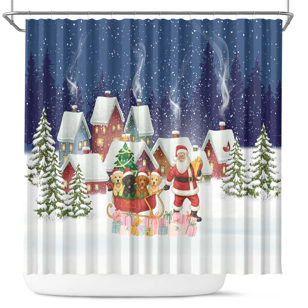 Labrador Retriever Santa Sled Christmas Shower Curtain Funny Xmas Holiday Patterns - Wonder Print Shop