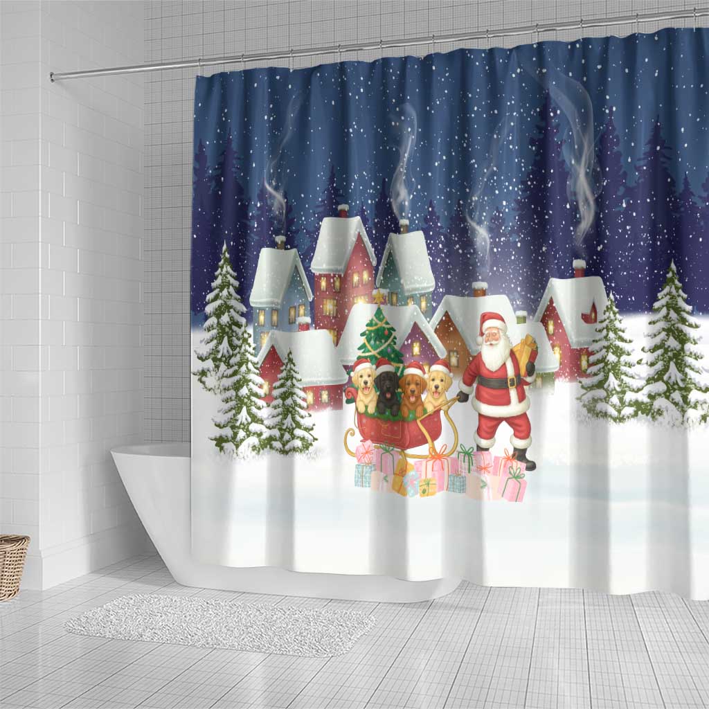 Labrador Retriever Santa Sled Christmas Shower Curtain Funny Xmas Holiday Patterns - Wonder Print Shop
