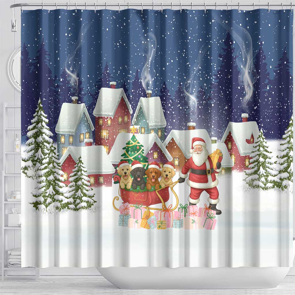 Labrador Retriever Santa Sled Christmas Shower Curtain Funny Xmas Holiday Patterns - Wonder Print Shop