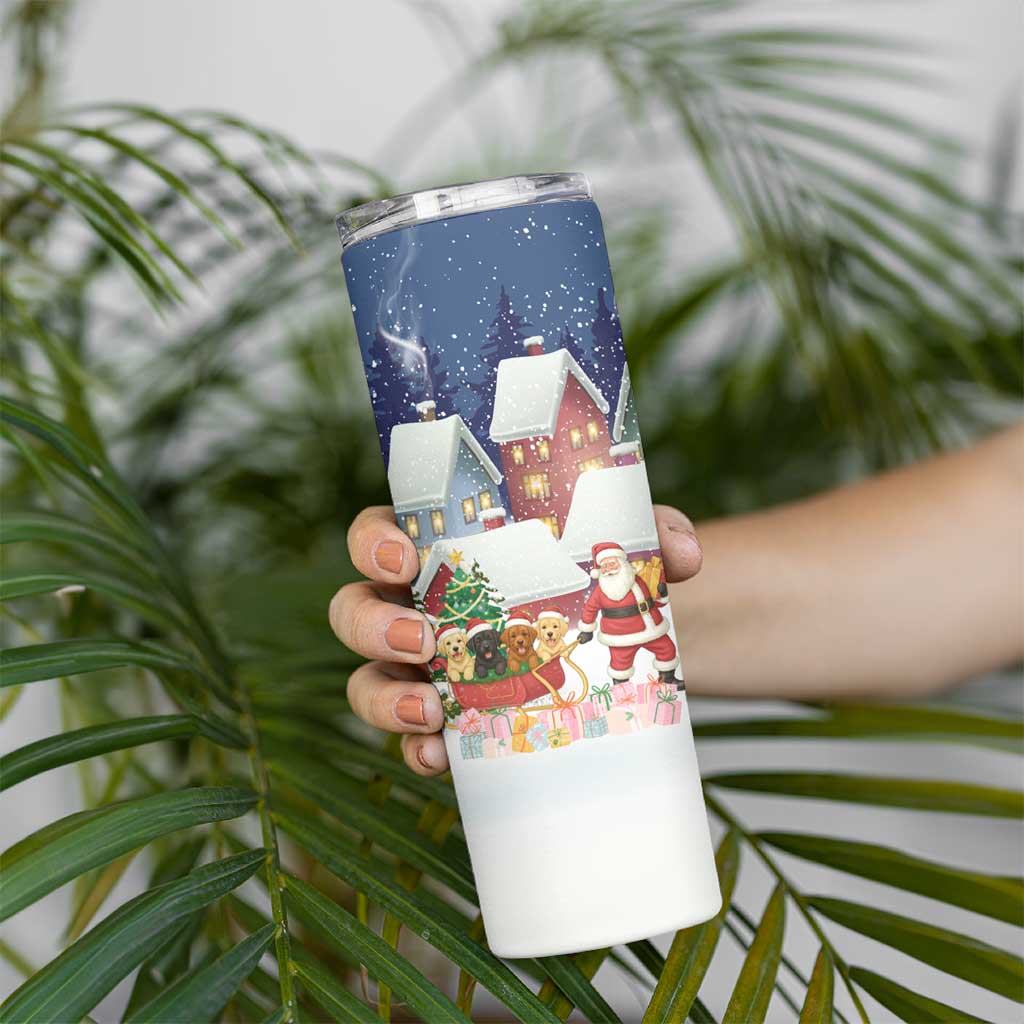 Labrador Retriever Santa Sled Christmas Skinny Tumbler Funny Xmas Holiday Patterns - Wonder Print Shop