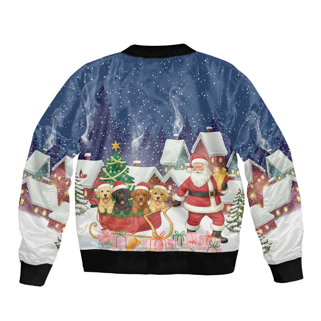 Labrador Retriever Santa Sled Christmas Sleeve Zip Bomber Jacket Funny Xmas Holiday Patterns - Wonder Print Shop