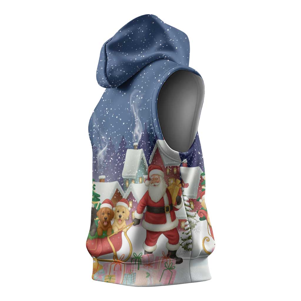 Labrador Retriever Santa Sled Christmas Sleeveless Hoodie Funny Xmas Holiday Patterns - Wonder Print Shop
