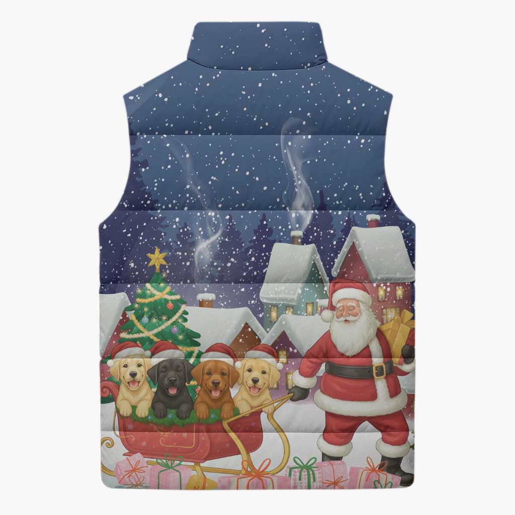 Labrador Retriever Santa Sled Christmas Sleeveless Puffer Jacket Funny Xmas Holiday Patterns - Wonder Print Shop