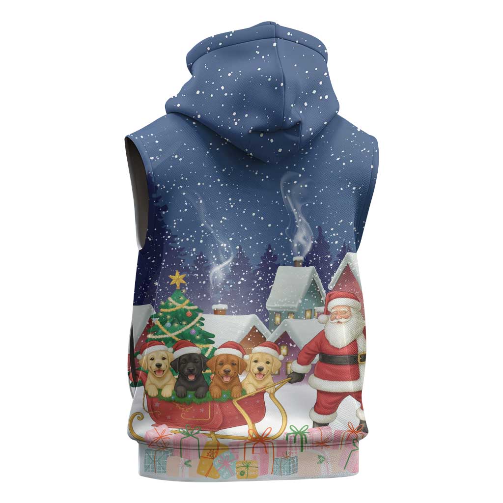 Labrador Retriever Santa Sled Christmas Sleeveless Zip Hoodie Funny Xmas Holiday Patterns - Wonder Print Shop