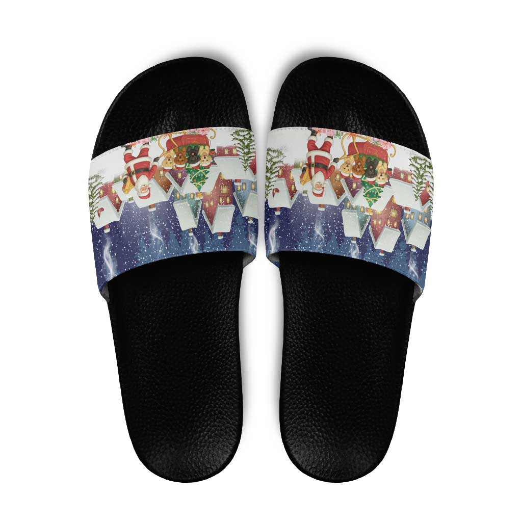 Labrador Retriever Santa Sled Christmas Slide Sandals Funny Xmas Holiday Patterns - Wonder Print Shop