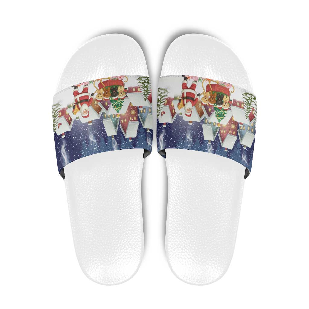 Labrador Retriever Santa Sled Christmas Slide Sandals Funny Xmas Holiday Patterns - Wonder Print Shop