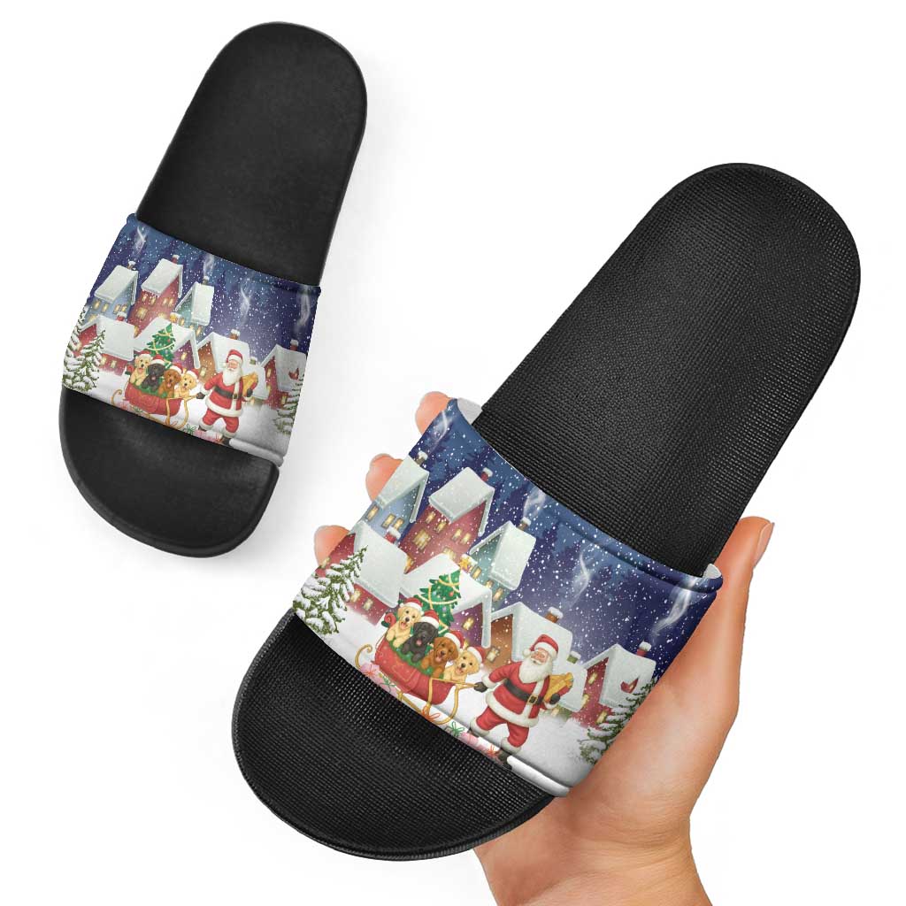 Labrador Retriever Santa Sled Christmas Slide Sandals Funny Xmas Holiday Patterns - Wonder Print Shop