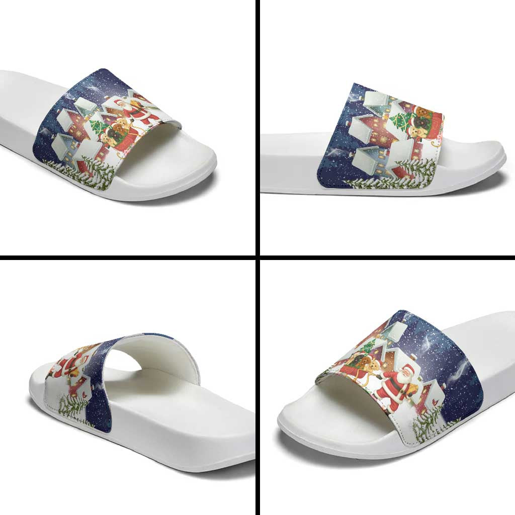 Labrador Retriever Santa Sled Christmas Slide Sandals Funny Xmas Holiday Patterns - Wonder Print Shop