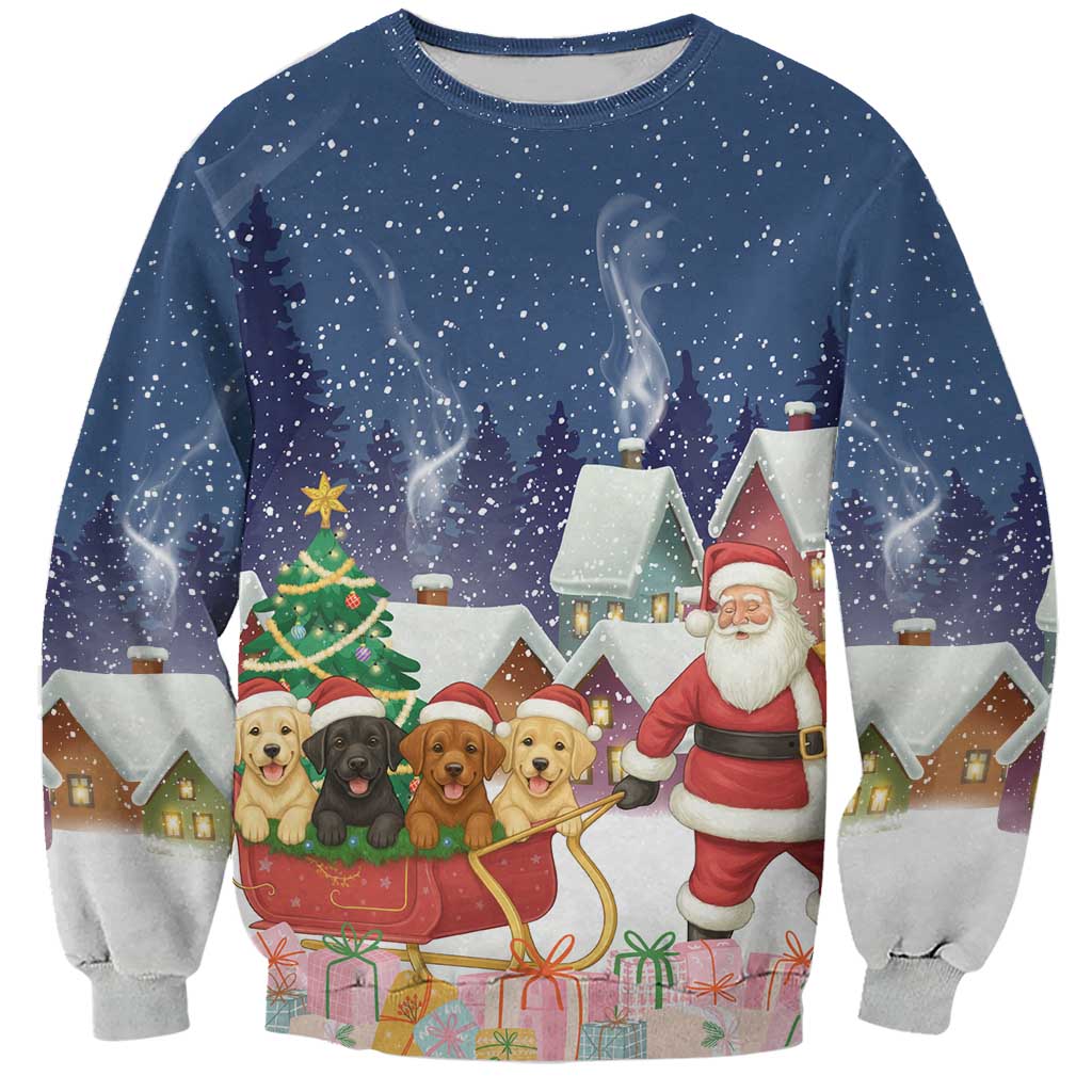 Labrador Retriever Santa Sled Christmas Sweatshirt Funny Xmas Holiday Patterns - Wonder Print Shop