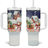 Labrador Retriever Santa Sled Christmas Tumbler With Handle Funny Xmas Holiday Patterns - Wonder Print Shop
