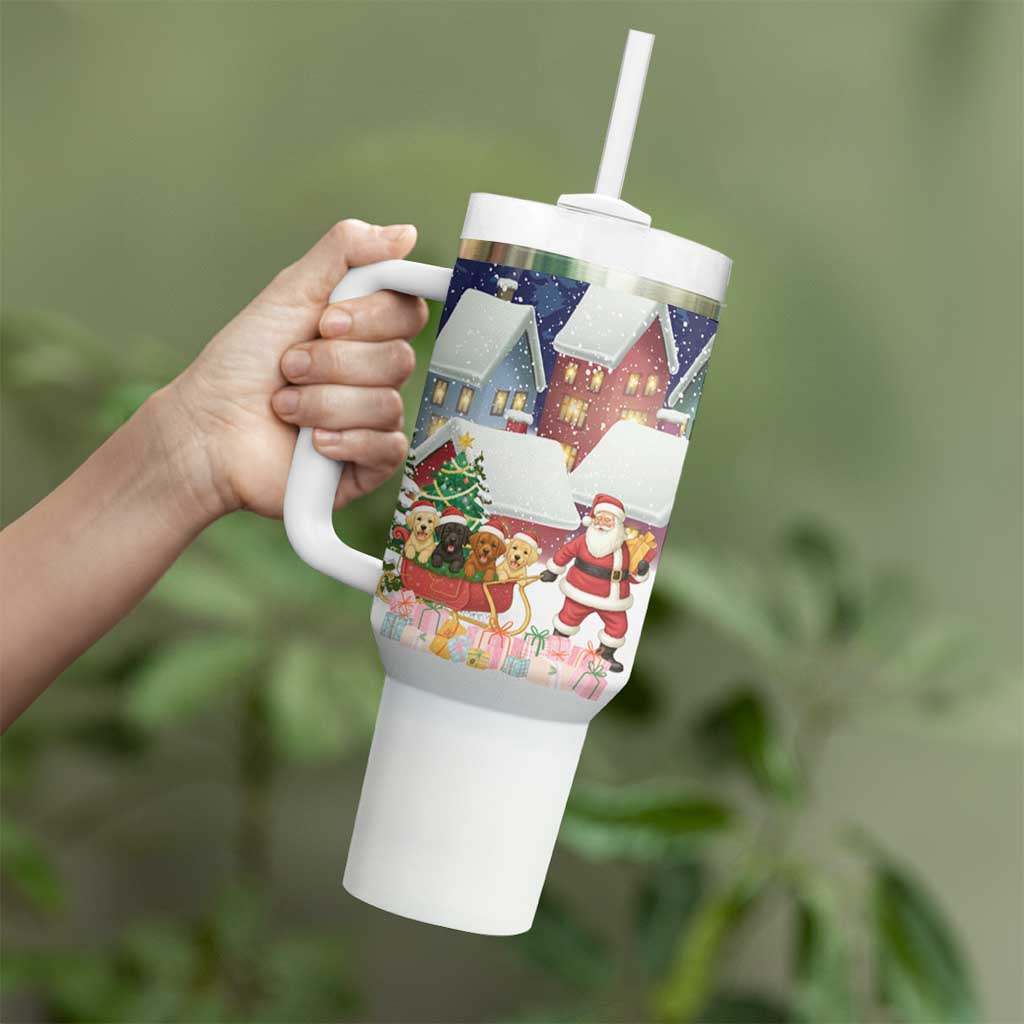 Labrador Retriever Santa Sled Christmas Tumbler With Handle Funny Xmas Holiday Patterns - Wonder Print Shop