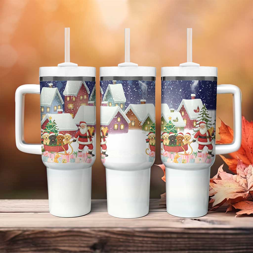 Labrador Retriever Santa Sled Christmas Tumbler With Handle Funny Xmas Holiday Patterns - Wonder Print Shop