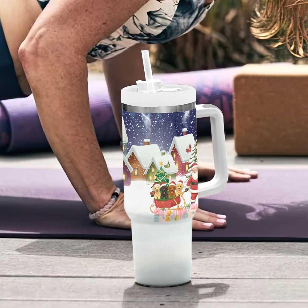 Labrador Retriever Santa Sled Christmas Tumbler With Handle Funny Xmas Holiday Patterns - Wonder Print Shop