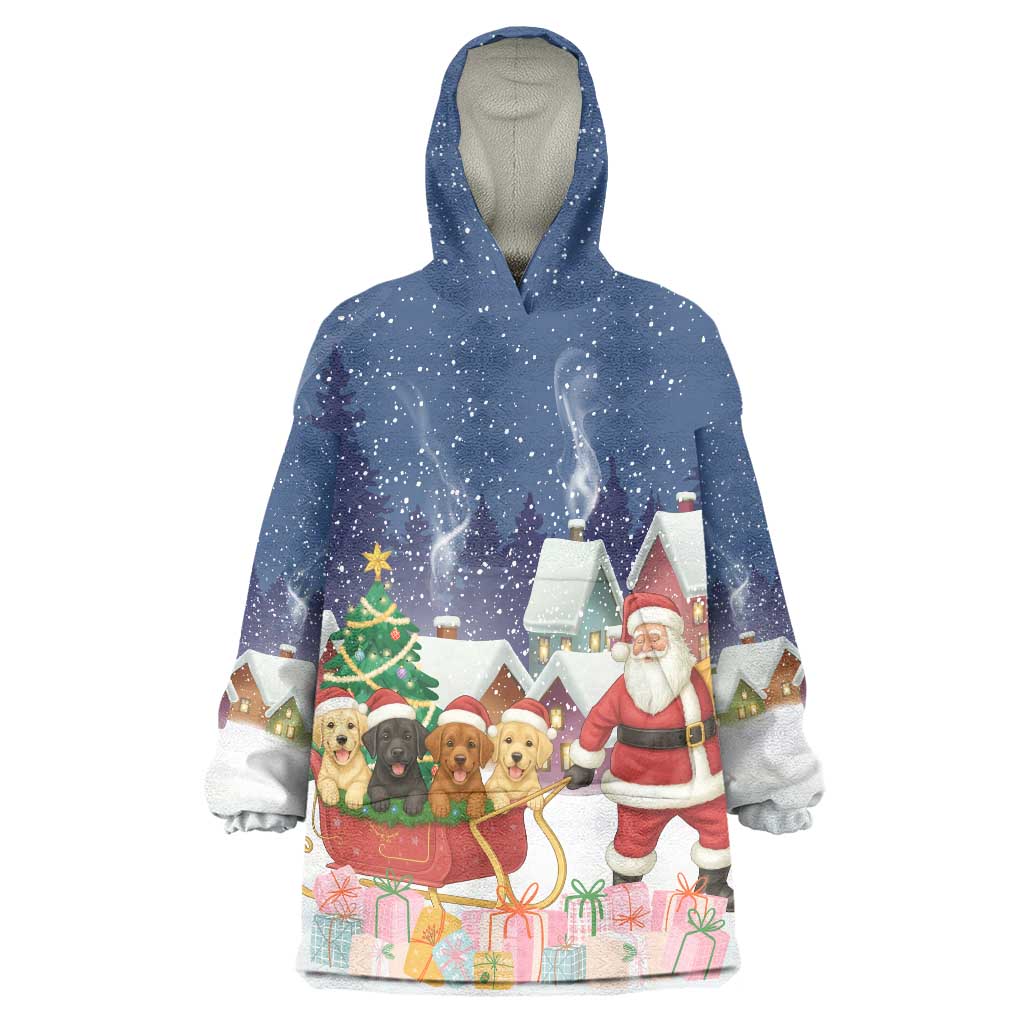Labrador Retriever Santa Sled Christmas Wearable Blanket Hoodie Funny Xmas Holiday Patterns - Wonder Print Shop