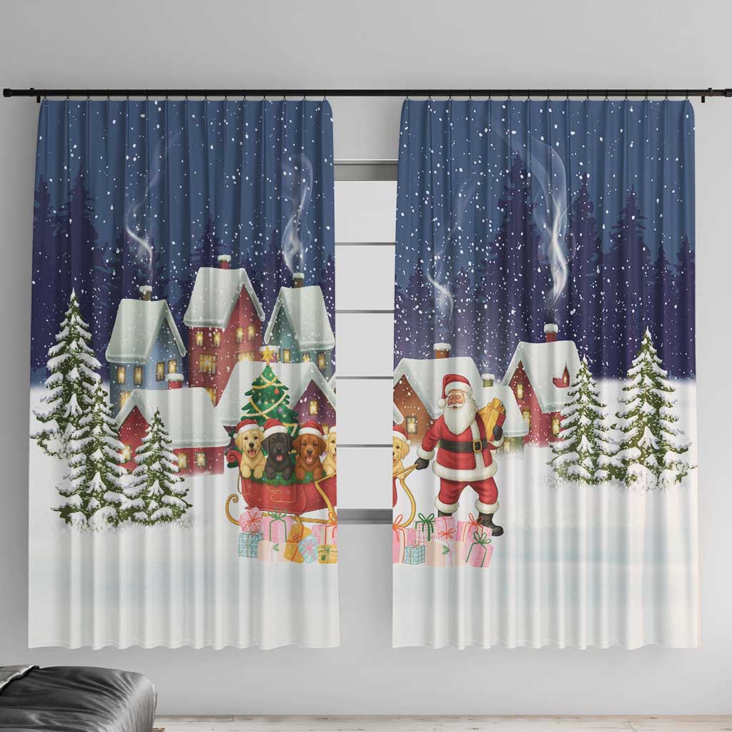 Labrador Retriever Santa Sled Christmas Window Curtain Funny Xmas Holiday Patterns - Wonder Print Shop