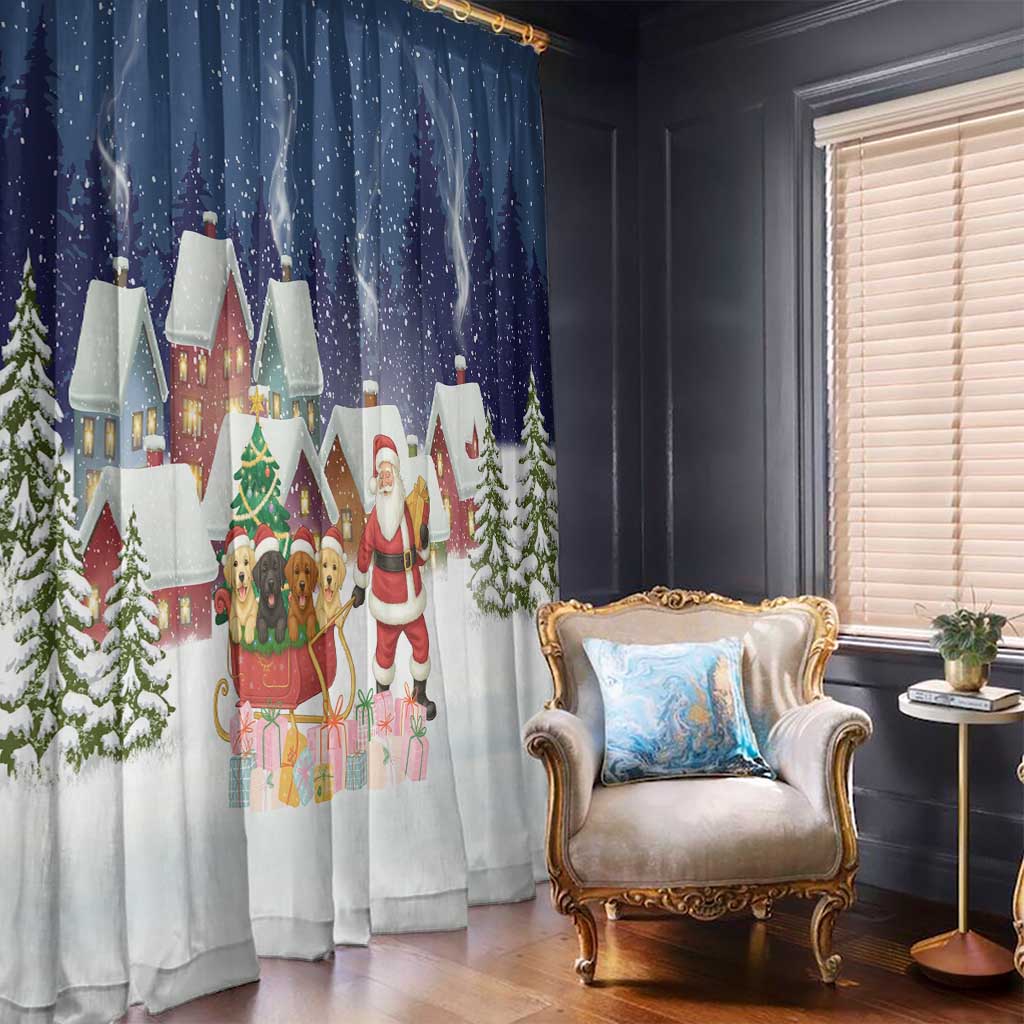 Labrador Retriever Santa Sled Christmas Window Curtain Funny Xmas Holiday Patterns - Wonder Print Shop