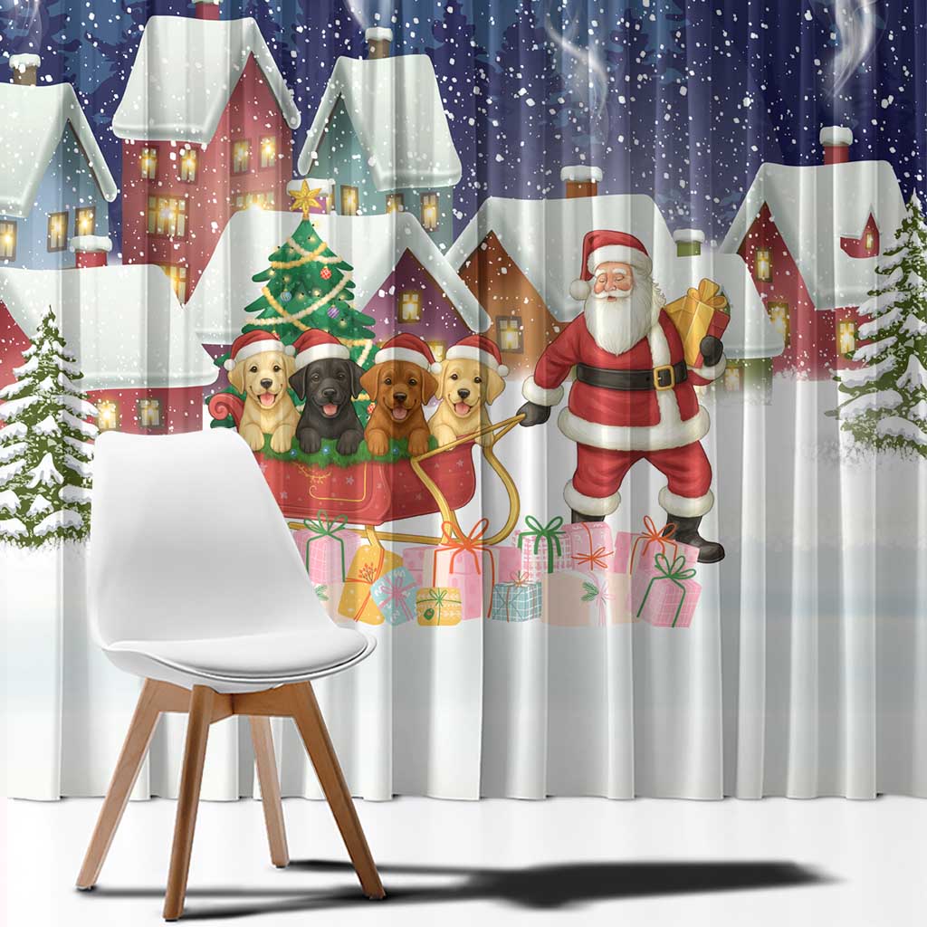 Labrador Retriever Santa Sled Christmas Window Curtain Funny Xmas Holiday Patterns - Wonder Print Shop