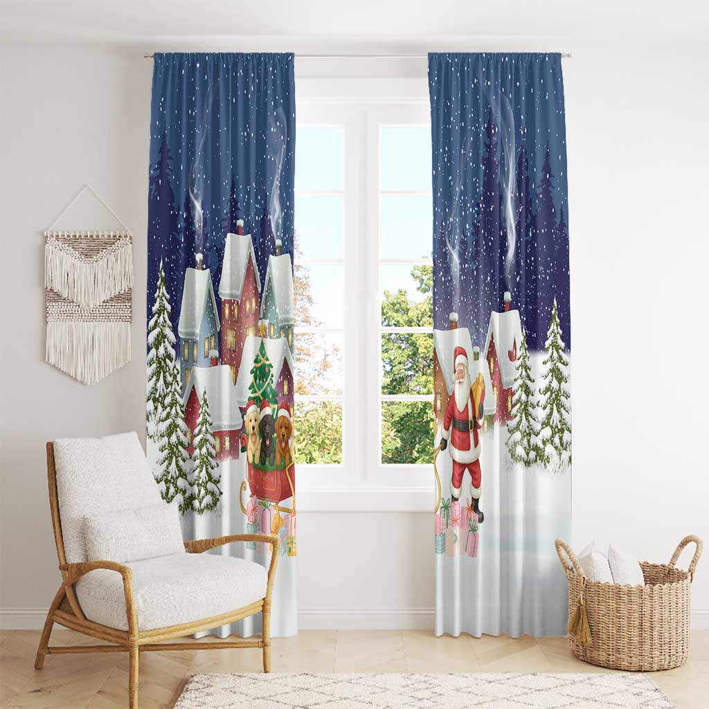 Labrador Retriever Santa Sled Christmas Window Curtain Funny Xmas Holiday Patterns - Wonder Print Shop