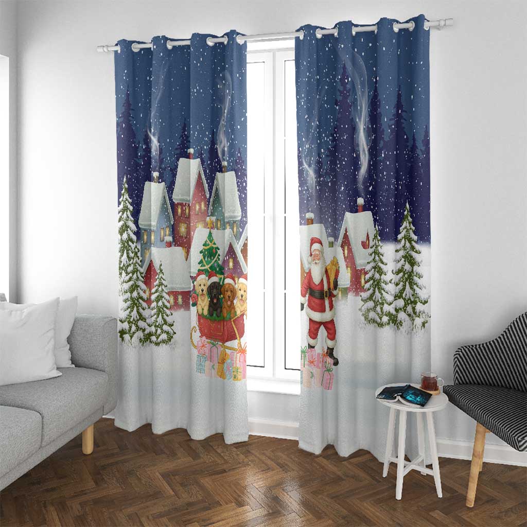 Labrador Retriever Santa Sled Christmas Window Curtain Funny Xmas Holiday Patterns - Wonder Print Shop