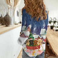 Labrador Retriever Santa Sled Christmas Women Casual Shirt Funny Xmas Holiday Patterns - Wonder Print Shop