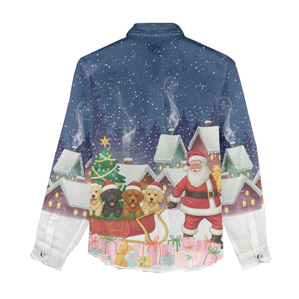 Labrador Retriever Santa Sled Christmas Women Casual Shirt Funny Xmas Holiday Patterns - Wonder Print Shop