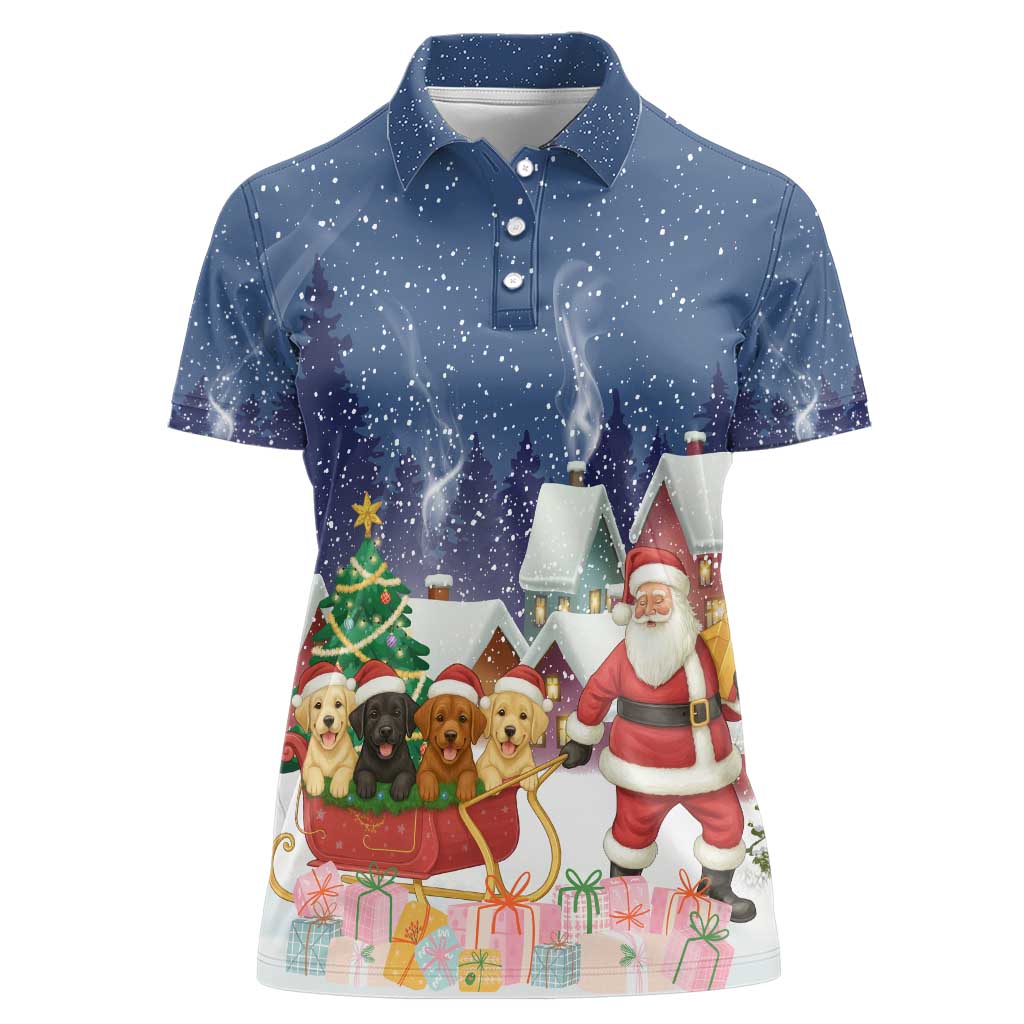 Labrador Retriever Santa Sled Christmas Women Polo Shirt Funny Xmas Holiday Patterns - Wonder Print Shop