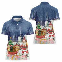Labrador Retriever Santa Sled Christmas Women Polo Shirt Funny Xmas Holiday Patterns - Wonder Print Shop