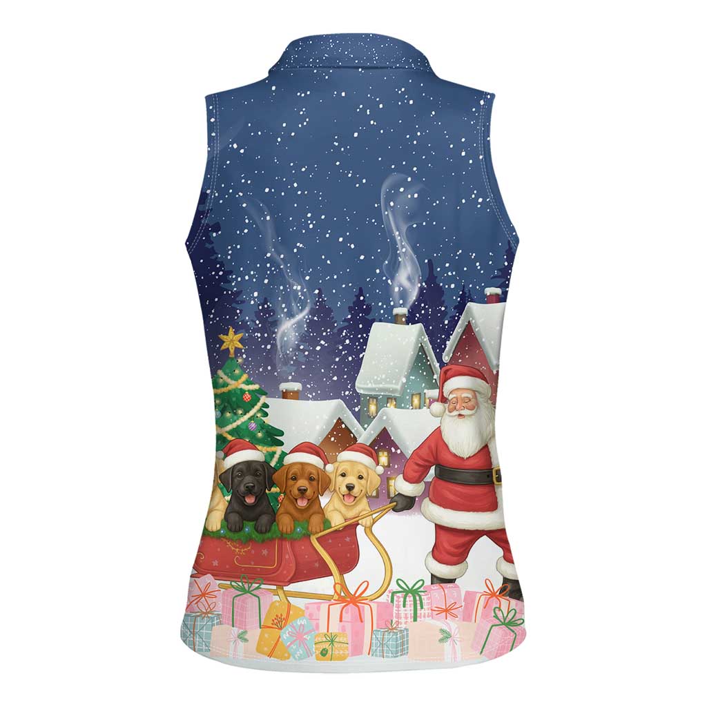 Labrador Retriever Santa Sled Christmas Women Sleeveless Polo Shirt Funny Xmas Holiday Patterns - Wonder Print Shop