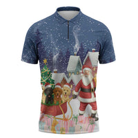 Labrador Retriever Santa Sled Christmas Zipper Polo Shirt Funny Xmas Holiday Patterns - Wonder Print Shop