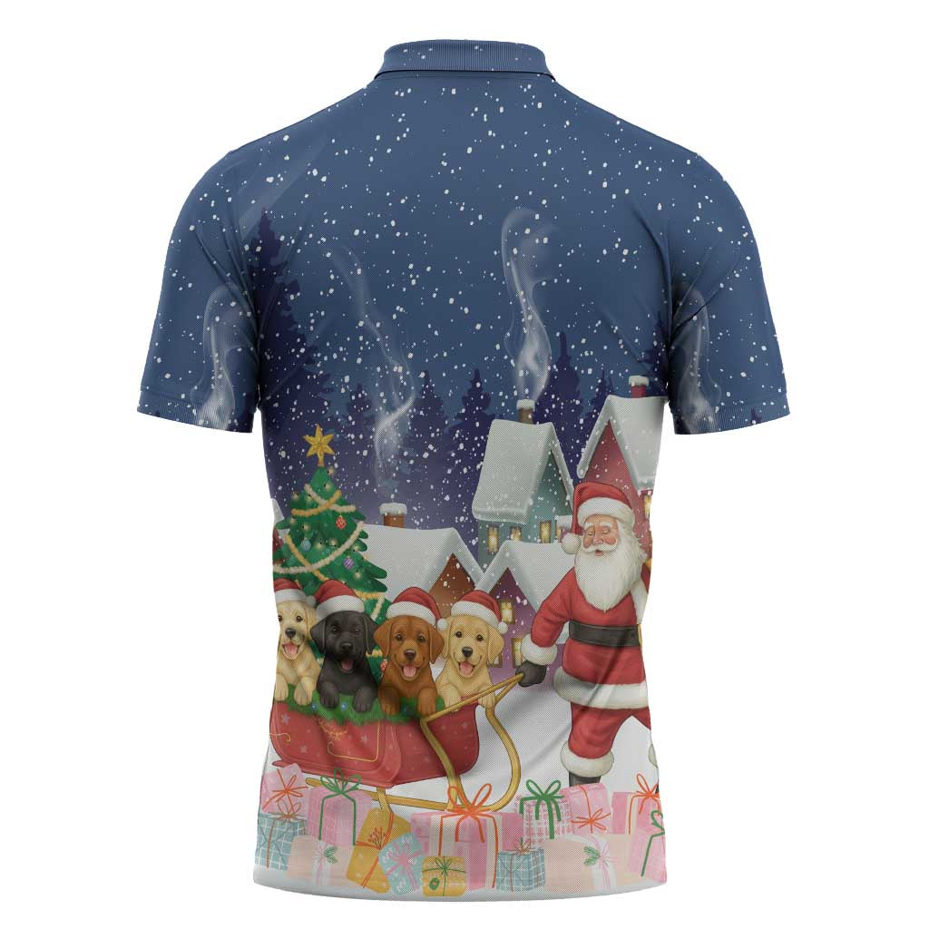 Labrador Retriever Santa Sled Christmas Zipper Polo Shirt Funny Xmas Holiday Patterns - Wonder Print Shop