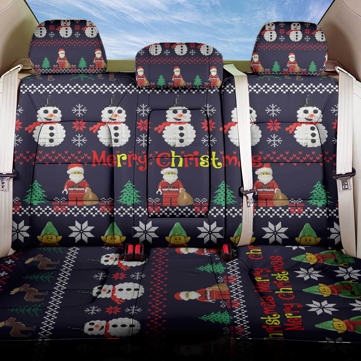 Lego Awesome Christmas Back Car Seat Cover Funny Xmas Holiday Patterns - Wonder Print Shop