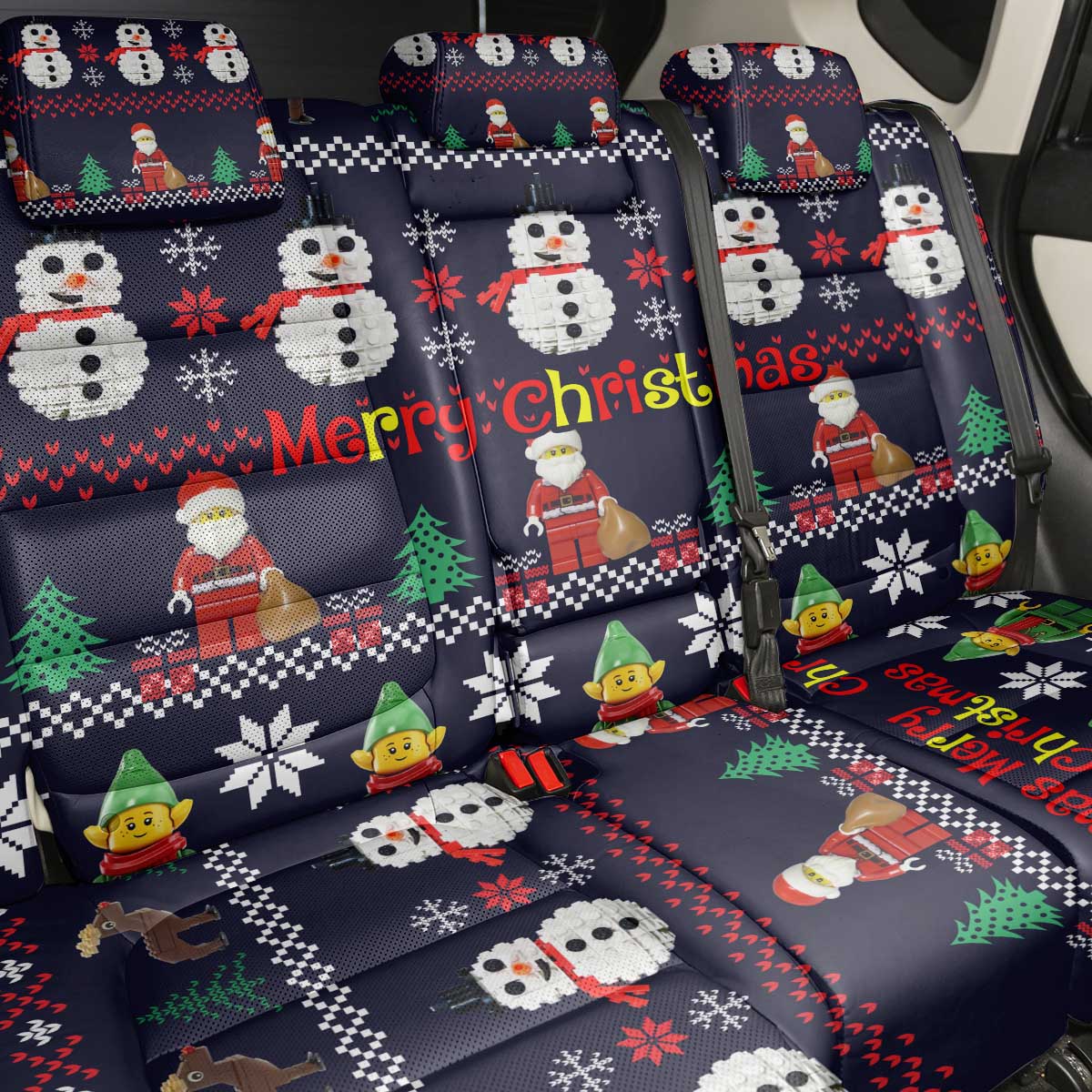 Lego Awesome Christmas Back Car Seat Cover Funny Xmas Holiday Patterns - Wonder Print Shop