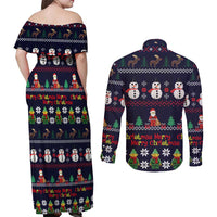 Lego Awesome Christmas Couples Matching Off Shoulder Maxi Dress and Long Sleeve Button Shirt Funny Xmas Holiday Patterns - Wonder Print Shop