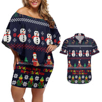 Lego Awesome Christmas Couples Matching Off Shoulder Short Dress and Hawaiian Shirt Funny Xmas Holiday Patterns - Wonder Print Shop