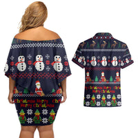 Lego Awesome Christmas Couples Matching Off Shoulder Short Dress and Hawaiian Shirt Funny Xmas Holiday Patterns - Wonder Print Shop