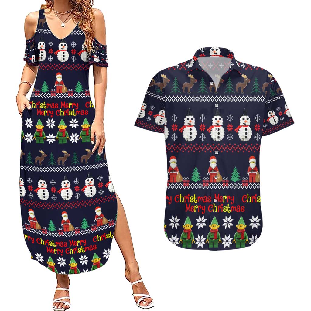 Lego Awesome Christmas Couples Matching Summer Maxi Dress and Hawaiian Shirt Funny Xmas Holiday Patterns - Wonder Print Shop