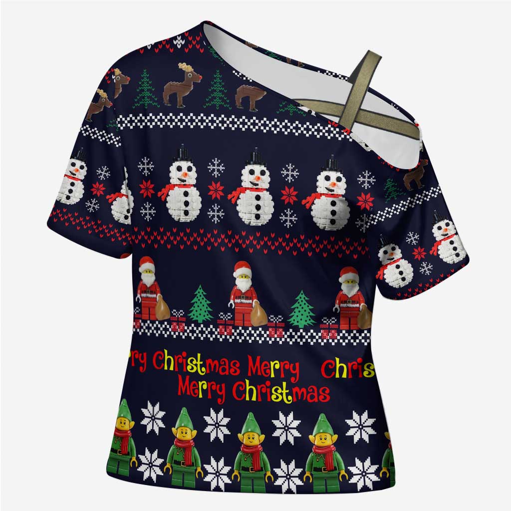 Lego Awesome Christmas Cross Shoulder Shirt Funny Xmas Holiday Patterns - Wonder Print Shop